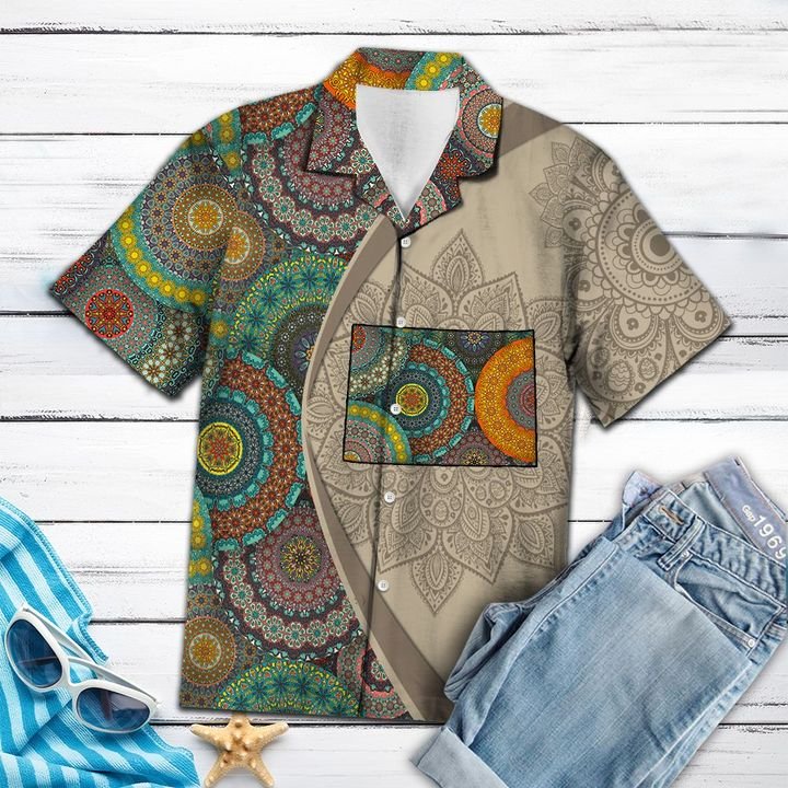 Colorado Mandala Hawaiian Shirt Summer Button Up Colorado Mandala Hawaiian Shirt Summer Button Up