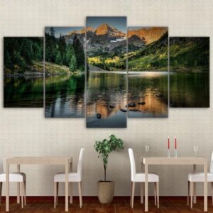 Colorado Mountain Lake - Nature 5 Panel Canvas Art Wall Decor