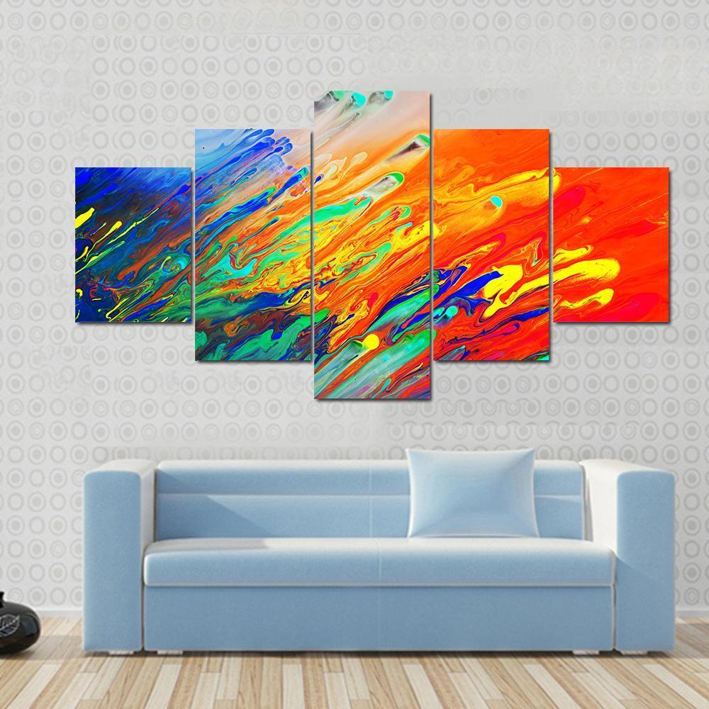 Colorful Abstract Acrylic - Abstract 5 Panel Canvas Art Wall Decor Colorful Abstract Acrylic - Abstract 5 Panel Canvas Art Wall Decor