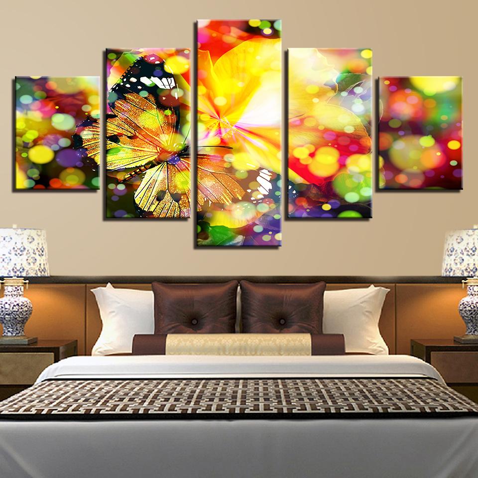 Colorful Beautiful Butterfly - Animal 5 Panel Canvas Art Wall Decor Colorful Beautiful Butterfly - Animal 5 Panel Canvas Art Wall Decor