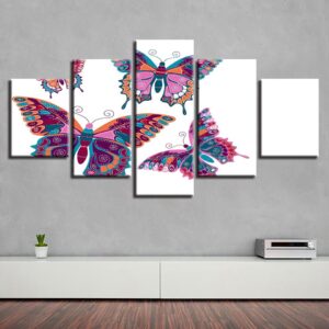 Colorful Butterfly 03 - Animal 5 Panel Canvas Art Wall Decor