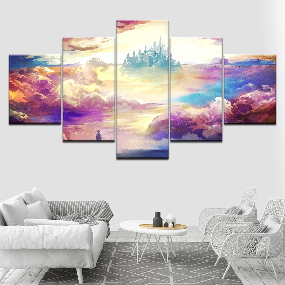 Colorful Clouds - Nature 5 Panel Canvas Art Wall Decor Colorful Clouds - Nature 5 Panel Canvas Art Wall Decor