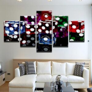 Colorful Dice - Gaming 5 Panel Canvas Art Wall Decor
