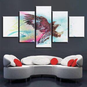 Colorful Eagle - Animal 5 Panel Canvas Art Wall Decor