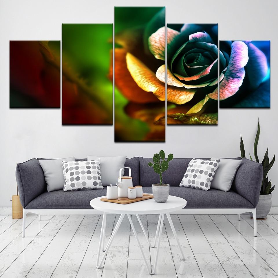 Colorful Flower 04 - Abstract 5 Panel Canvas Art Wall Decor Colorful Flower 04 - Abstract 5 Panel Canvas Art Wall Decor