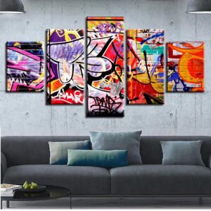 Colorful Graffiti - Abstract 5 Panel Canvas Art Wall Decor