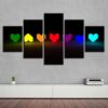 Colorful Heart-Shaped - Abstract 5 Panel Canvas Art Wall Decor