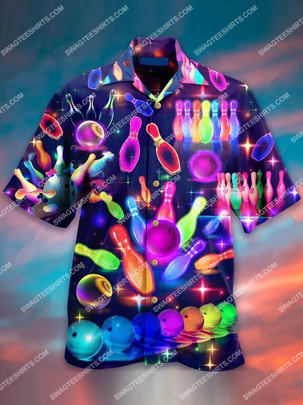 Colorful Hippie Bowling All Over Printed Hawaiian Shirt Colorful Hippie Bowling All Over Printed Hawaiian Shirt