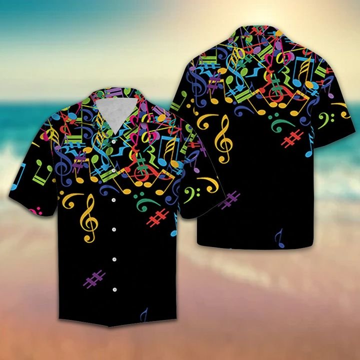 Colorful Music Notes Hawaiian Shirt Summer Button Up Colorful Music Notes Hawaiian Shirt Summer Button Up