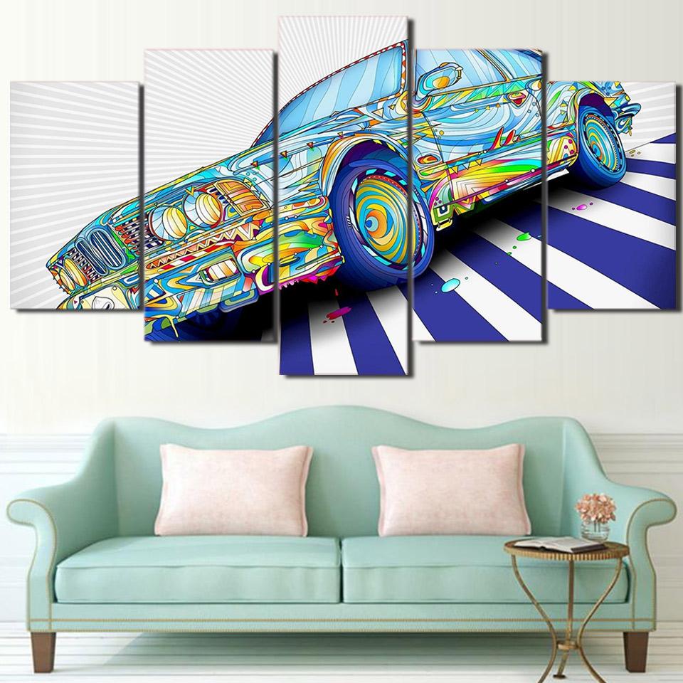 Colorful Psychedelic Car - Automative 5 Panel Canvas Art Wall Decor Colorful Psychedelic Car - Automative 5 Panel Canvas Art Wall Decor