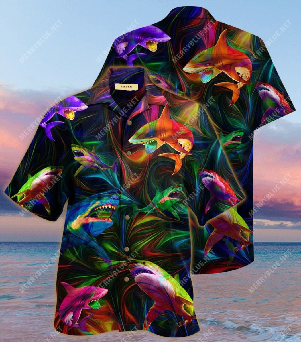 Colorful Shark All Over Printed Hawaiian Shirt Colorful Shark All Over Printed Hawaiian Shirt