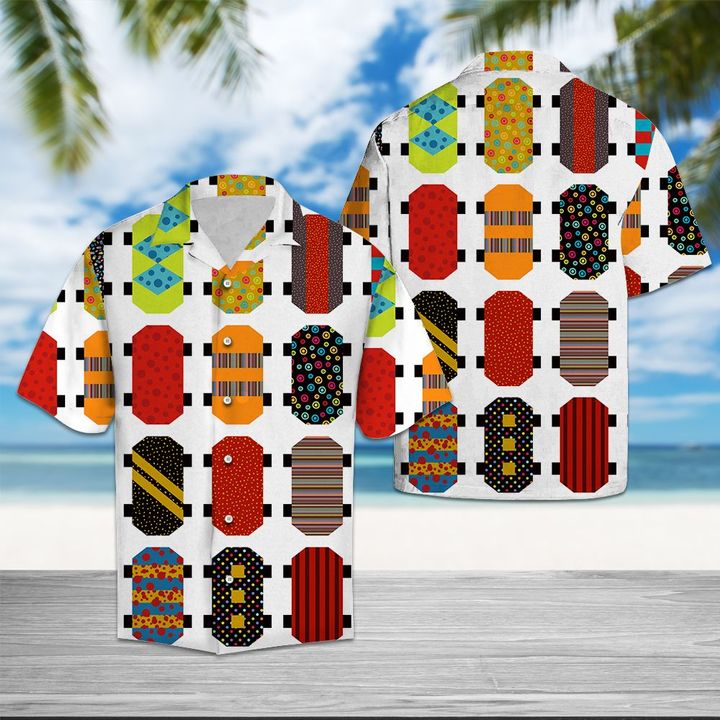 Colorful Skateboard Hawaiian Shirt Summer Button Up Colorful Skateboard Hawaiian Shirt Summer Button Up