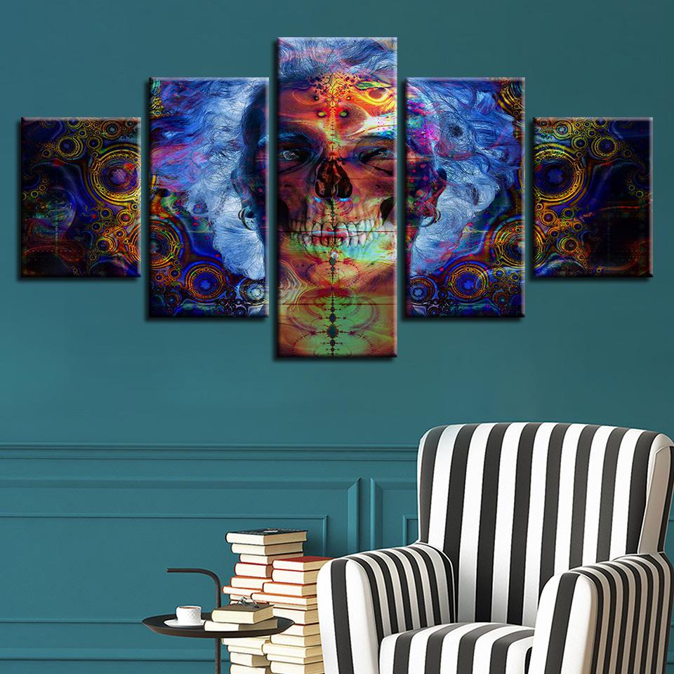 Colorful Skull 1 - Abstract 5 Panel Canvas Art Wall Decor Colorful Skull 1 - Abstract 5 Panel Canvas Art Wall Decor