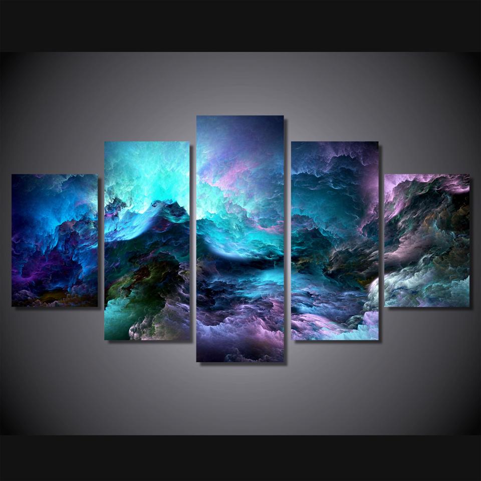 Colors Clouds 3 - Abstract 5 Panel Canvas Art Wall Decor Colors Clouds 3 - Abstract 5 Panel Canvas Art Wall Decor