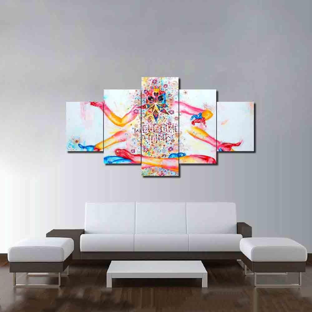 Colourful Figure - Abstract 5 Panel Canvas Art Wall Decor Colourful Figure - Abstract 5 Panel Canvas Art Wall Decor