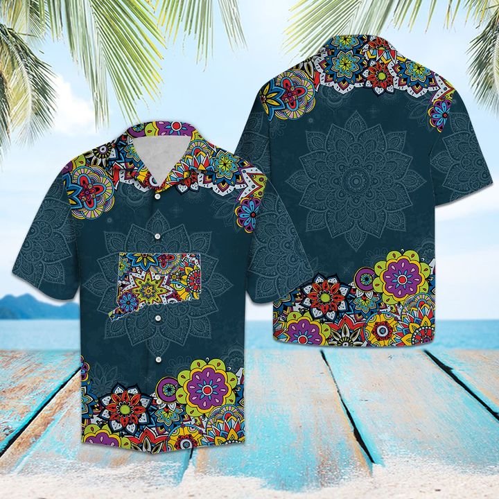 Connecticut Mandala Hawaiian Shirt Summer Button Up Connecticut Mandala Hawaiian Shirt Summer Button Up