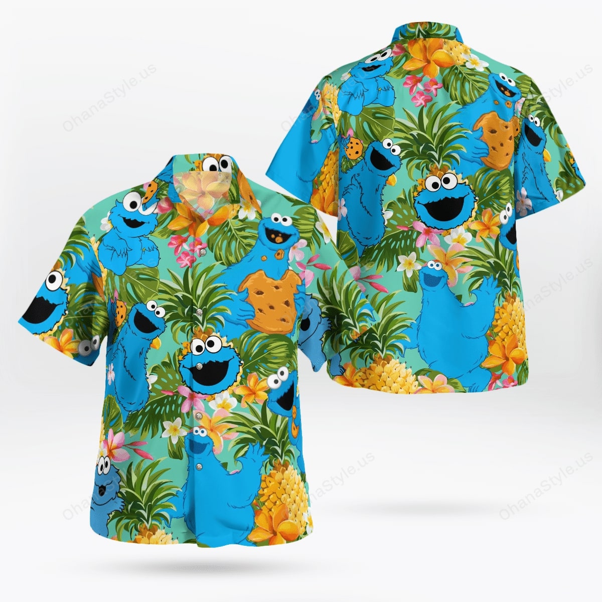Cookie Monster Tropical Hawaiian Shirt Cookie Monster Tropical Hawaiian Shirt