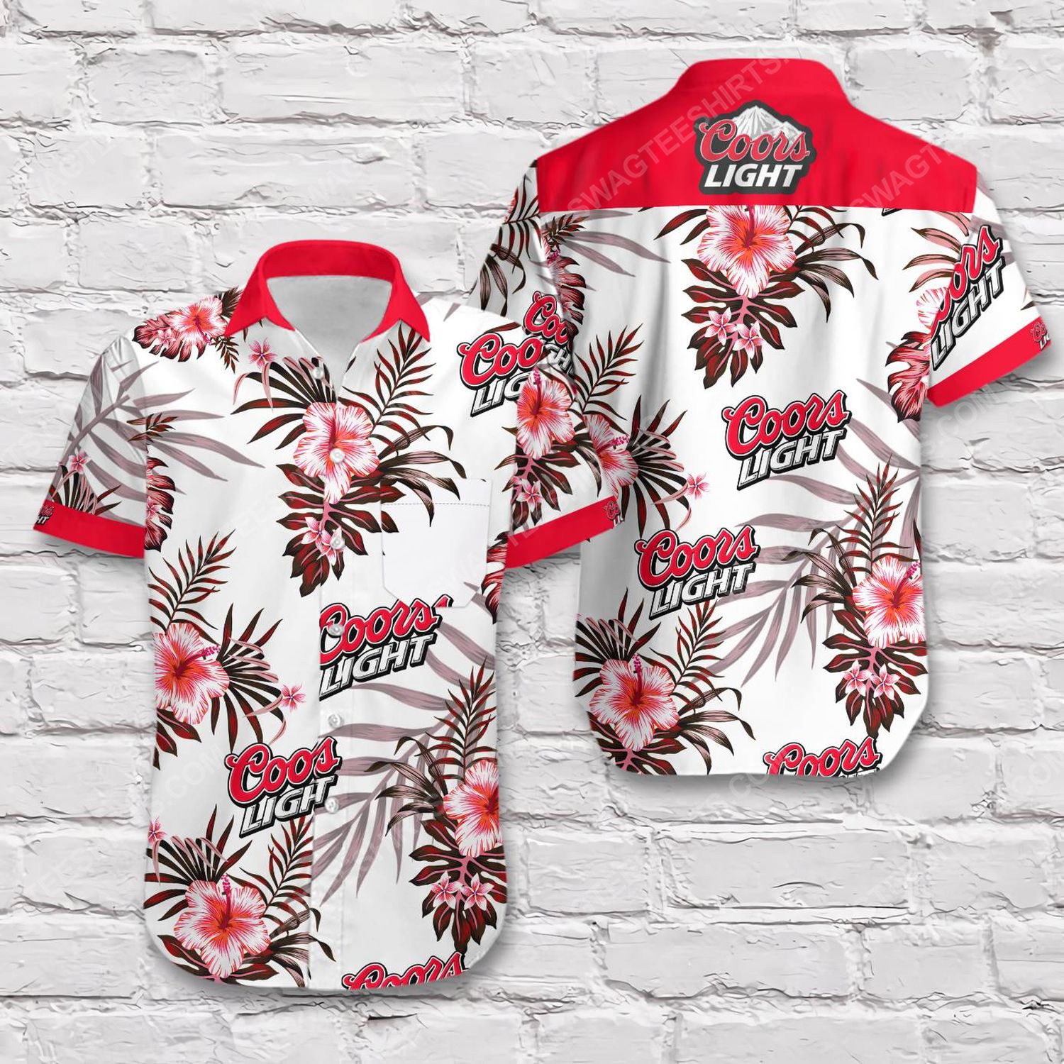 Coors Light Beer Flower Tropical Short Sleeve Hawaiian Shirt Coors Light Beer Flower Tropical Short Sleeve Hawaiian Shirt