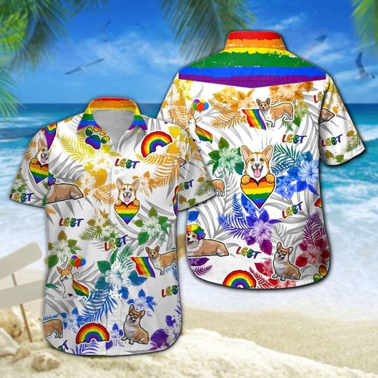 Corgi Lgbt Hawaiian Shirt Summer Button Up Corgi Lgbt Hawaiian Shirt Summer Button Up