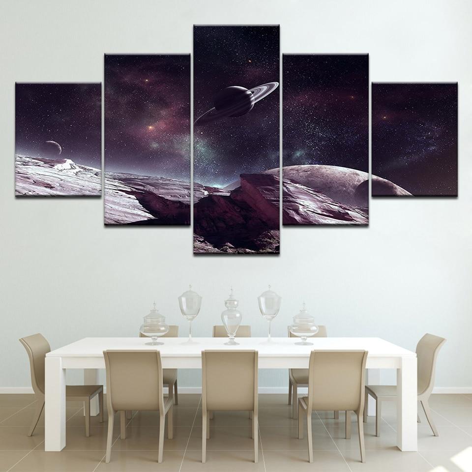 Cosmic Planets 01 - Space 5 Panel Canvas Art Wall Decor Cosmic Planets 01 - Space 5 Panel Canvas Art Wall Decor