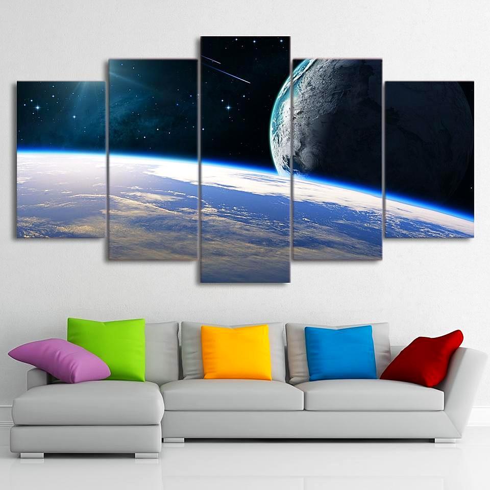 Cosmic Planets - Space Universe 5 Panel Canvas Art Wall Decor Cosmic Planets - Space Universe 5 Panel Canvas Art Wall Decor