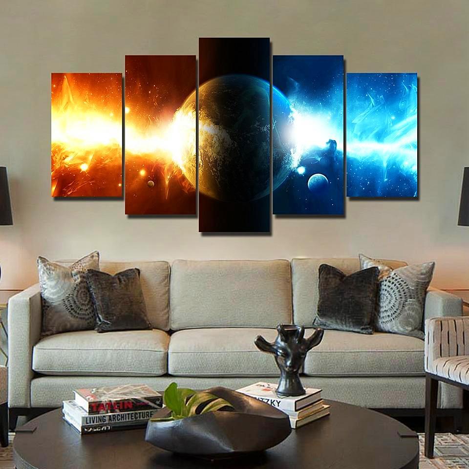 Cosmos Galaxy - Space Universe 5 Panel Canvas Art Wall Decor Cosmos Galaxy - Space Universe 5 Panel Canvas Art Wall Decor