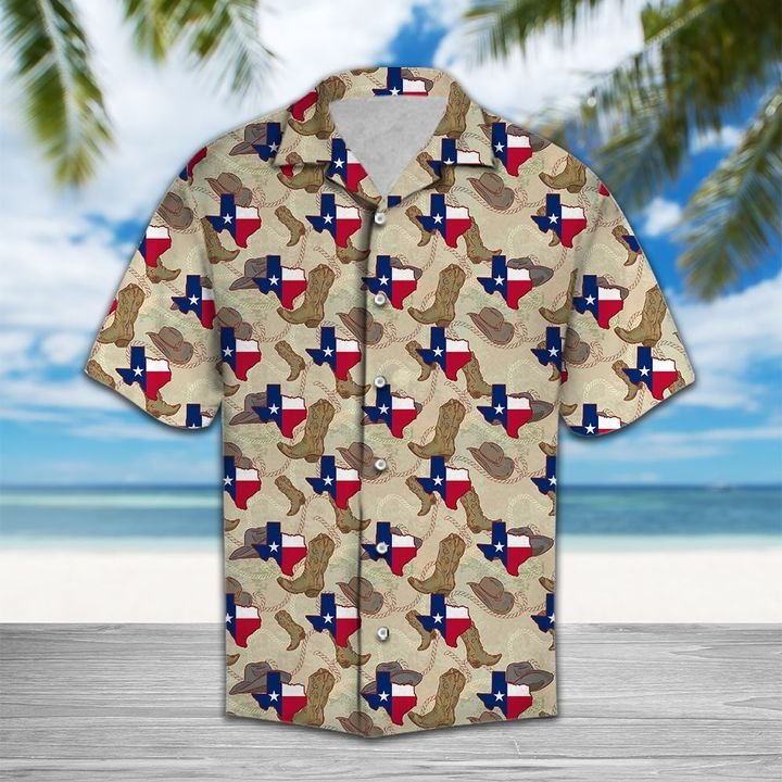 Cowboy Boots Texas Texas Hawaiian Shirt Summer Button Up Cowboy Boots Texas Texas Hawaiian Shirt Summer Button Up