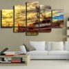 Crab Fishing Boat At Dock - Fishing 5 Panel Canvas Art Wall Decor