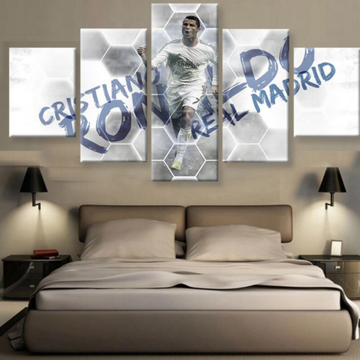 Cristiano Ronaldo Real Madrid Soccer - Famous Person 5 Panel Canvas Art Wall Decor Cristiano Ronaldo Real Madrid Soccer - Famous Person 5 Panel Canvas Art Wall Decor