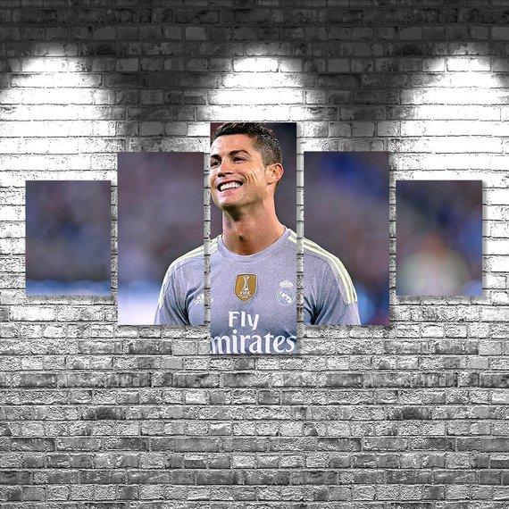 Cristiano Ronaldo - Famous Person 5 Panel Canvas Art Wall Decor Cristiano Ronaldo - Famous Person 5 Panel Canvas Art Wall Decor