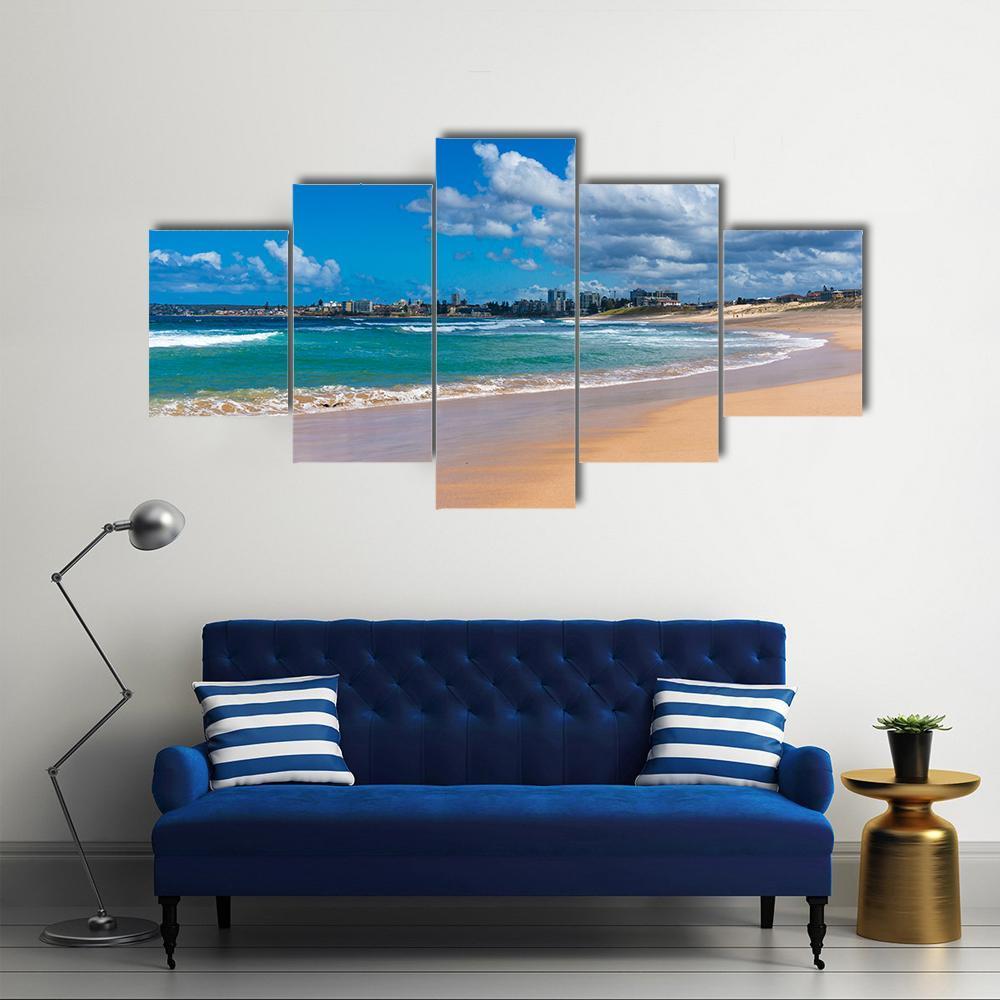 Cronulla Coastline With Mild Waves - Nature 5 Panel Canvas Art Wall Decor Cronulla Coastline With Mild Waves - Nature 5 Panel Canvas Art Wall Decor