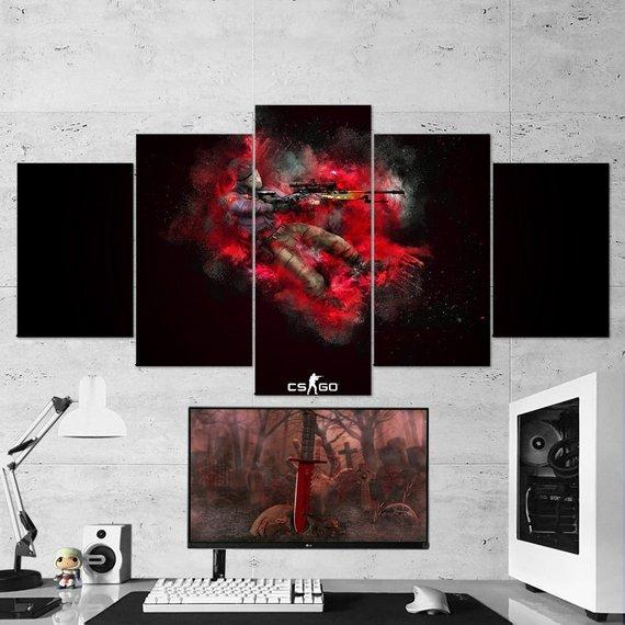 Csgo Counter Strike Global Offensive 03 - Gaming 5 Panel Canvas Art Wall Decor Csgo Counter Strike Global Offensive 03 - Gaming 5 Panel Canvas Art Wall Decor
