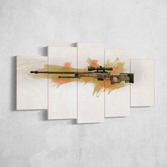 Csgo Counter Strike Global Offensive Awp - Gaming 5 Panel Canvas Art Wall Decor Csgo Counter Strike Global Offensive Awp - Gaming 5 Panel Canvas Art Wall Decor
