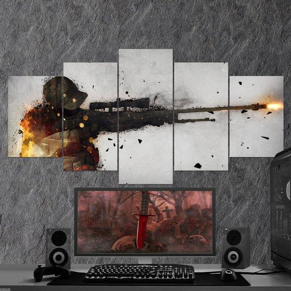 Csgo Counter Strike Global - Gaming 5 Panel Canvas Art Wall Decor Csgo Counter Strike Global - Gaming 5 Panel Canvas Art Wall Decor