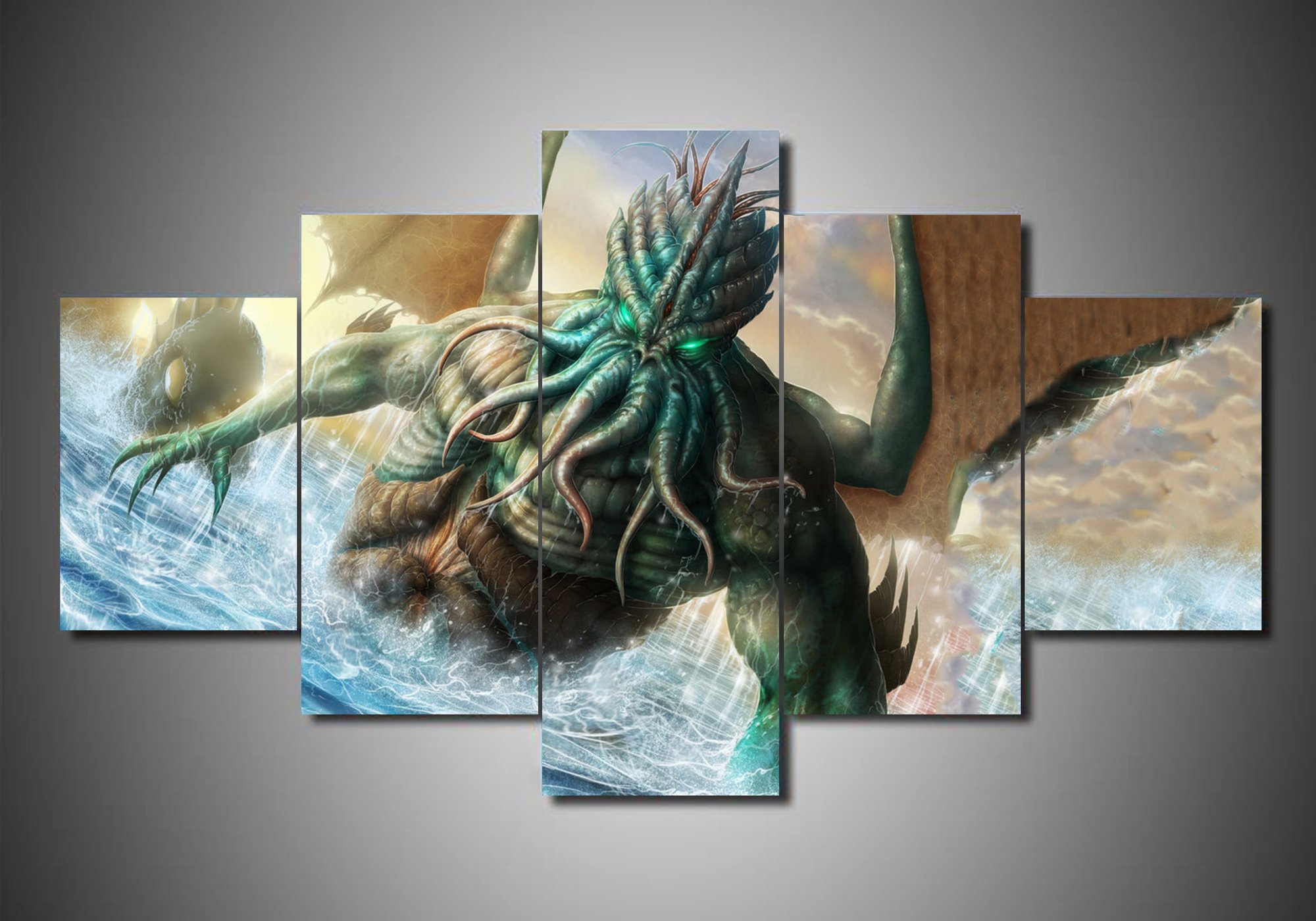 Cthulhu Mythos 1 - Abstract 5 Panel Canvas Art Wall Decor Cthulhu Mythos 1 - Abstract 5 Panel Canvas Art Wall Decor