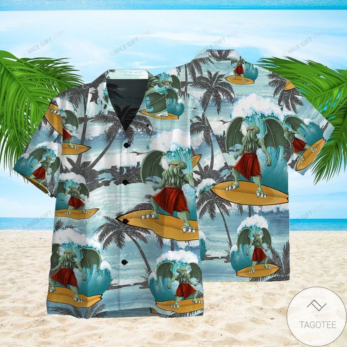 Cthulhu Surfing Hawaiian Shirt Cthulhu Surfing Hawaiian Shirt