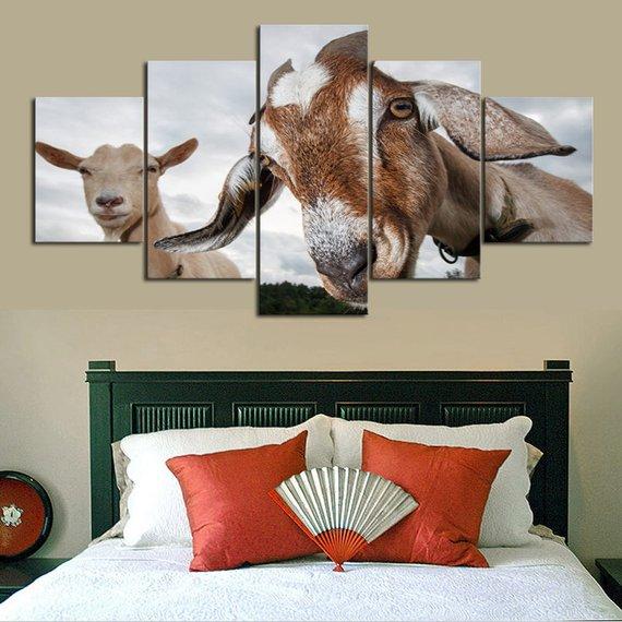 Curious Goat 01 - Animal 5 Panel Canvas Art Wall Decor Curious Goat 01 - Animal 5 Panel Canvas Art Wall Decor