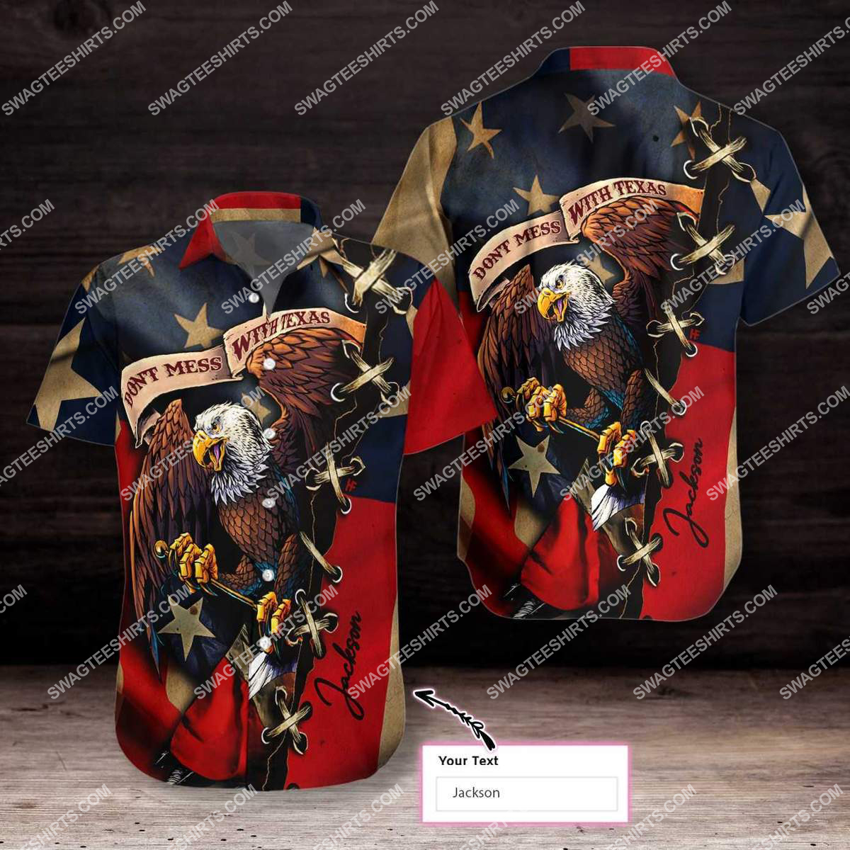 Custom Name Eagle American Flag Dont Mess With Texas All Over Printed Hawaiian Shirt Custom Name Eagle American Flag Dont Mess With Texas All Over Printed Hawaiian Shirt