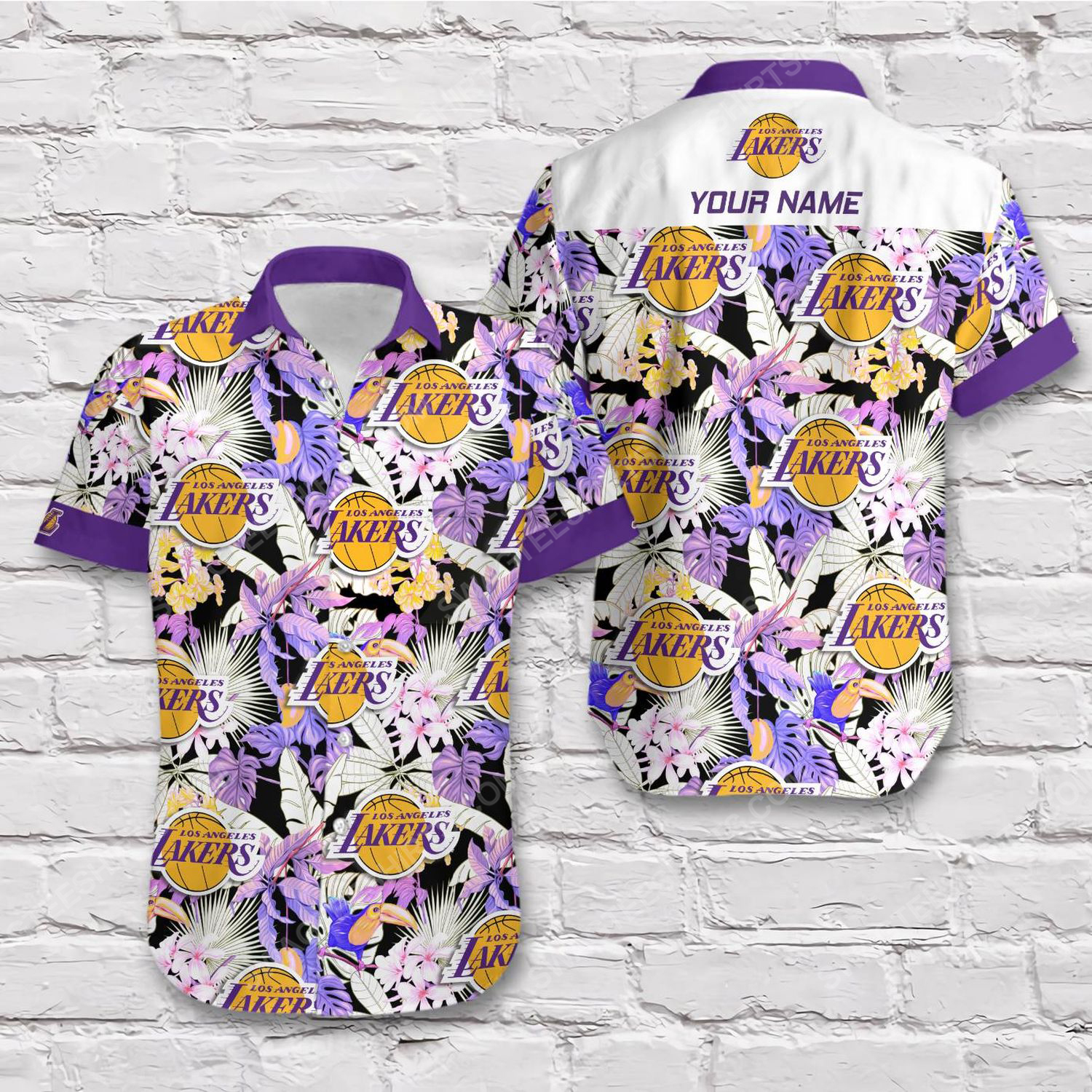 Custom Name Los Angeles Lakers Short Sleeve Hawaiian Shirt Custom Name Los Angeles Lakers Short Sleeve Hawaiian Shirt