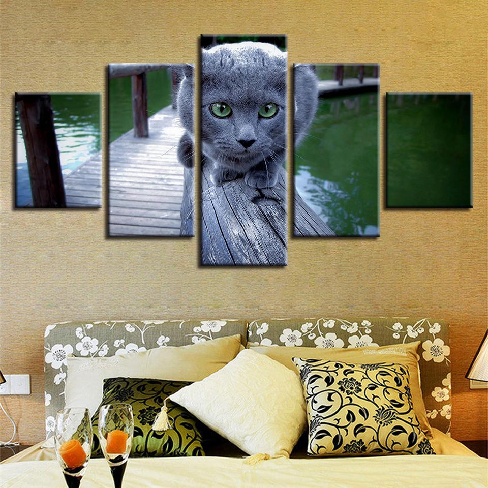 Cute Cat Scenery - Animal 5 Panel Canvas Art Wall Decor Cute Cat Scenery - Animal 5 Panel Canvas Art Wall Decor