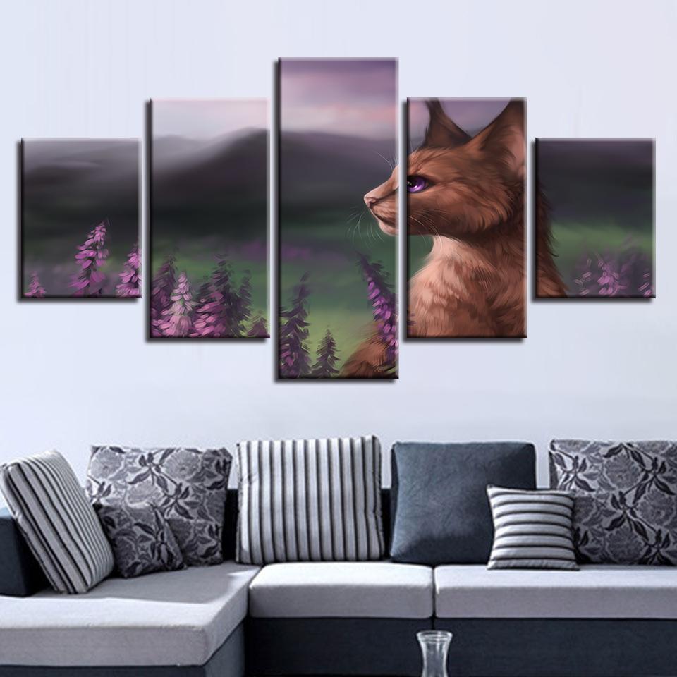 Cute Cats Purple Eyes - Animal 5 Panel Canvas Art Wall Decor Cute Cats Purple Eyes - Animal 5 Panel Canvas Art Wall Decor