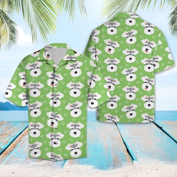 Cute Schnauzer Dog Emoticons Hawaiian Shirt Summer Button Up Cute Schnauzer Dog Emoticons Hawaiian Shirt Summer Button Up