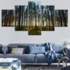 Cyprest Forest Tall Trees - Nature 5 Panel Canvas Art Wall Decor