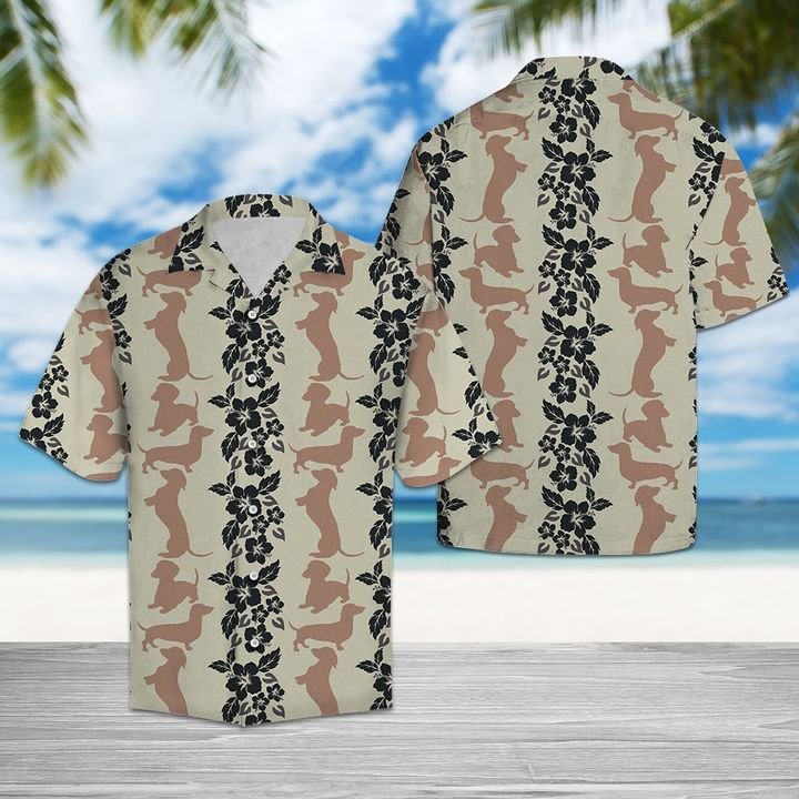 Dachshund Pattern Hawaiian Shirt Summer Button Up Dachshund Pattern Hawaiian Shirt Summer Button Up