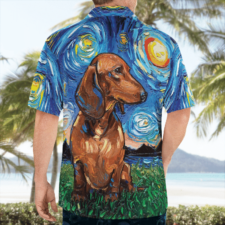 Dachshund Starry Night Hawaiian Shirt Dachshund Starry Night Hawaiian Shirt