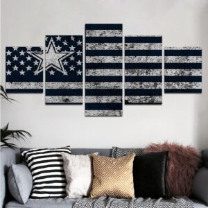 Dallas Cowboys Usa Flag - Abstract 5 Panel Canvas Art Wall Decor