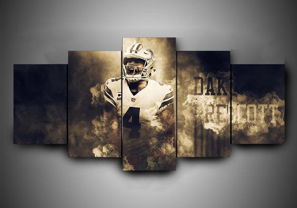 Dallas Cowboys - Dak Prescott - Sport 5 Panel Canvas Art Wall Decor Dallas Cowboys - Dak Prescott - Sport 5 Panel Canvas Art Wall Decor