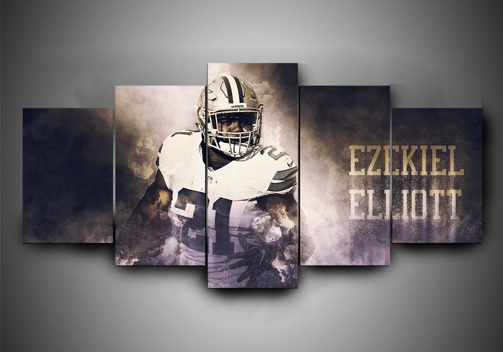 Dallas Cowboys - Ezekiel Elliott - Sport 5 Panel Canvas Art Wall Decor Dallas Cowboys - Ezekiel Elliott - Sport 5 Panel Canvas Art Wall Decor