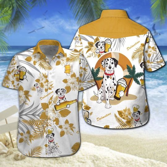 Dalmatian Beer Hawaiian Shirt Summer Button Up Dalmatian Beer Hawaiian Shirt Summer Button Up