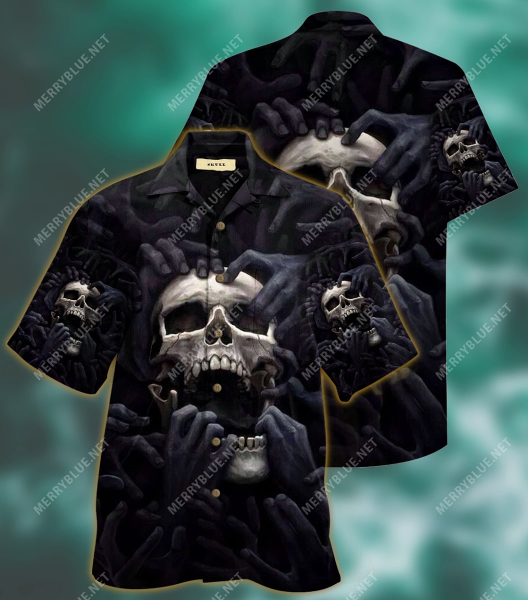 Dark Skull Scream All Over Printed Hawaiian Shirt Dark Skull Scream All Over Printed Hawaiian Shirt